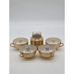 Lusterware Creamer Coffee or Tea Cups Set of 4 Made in Japan Gold
